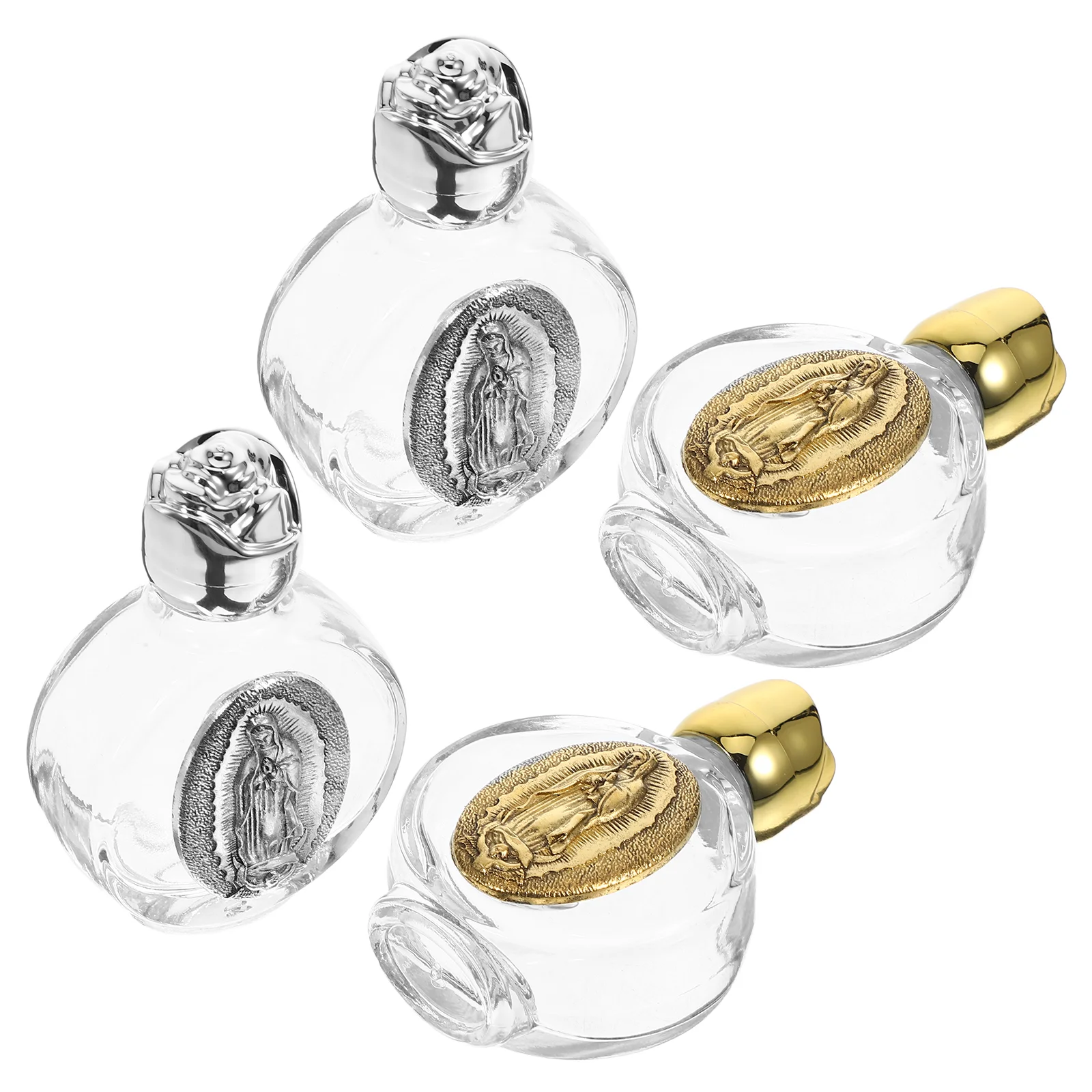 

4 Pcs Rose Glass Bottle Small Holy Bottles Empty Refillable Water Container Tiny Gift Filling Font Crystal (bottle)