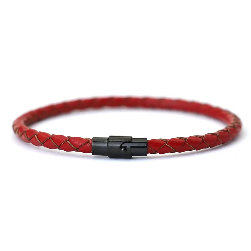 Genuine Leather Men Bracelet with Micro Magnetic Punk Style