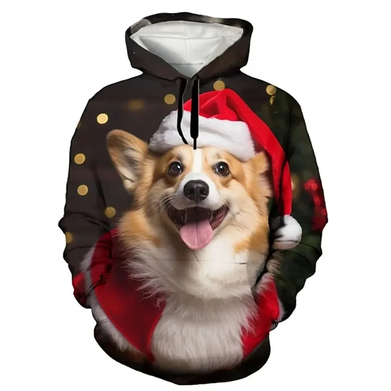 thumbnail image 1 of Sudadera con capucha navideña para hombre, sudadera con estampado 3D de animales, sudadera de manga larga, sudaderas casuales de gran tamaño para hombre, sudaderas con capucha, ropa, 1 of 5