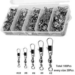 100-Piece Fishing Connector Swivel Set - Interlock Snap for Carp Lure Accessories (Black)