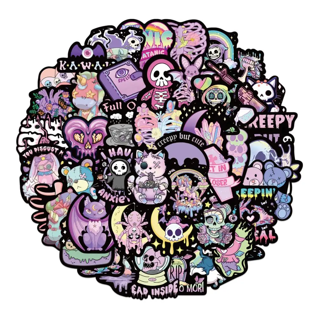 

25/56PCS Witch Demon Gothic Series Cartoon Stickers For DIY TOY Skateboard Laptop Bicycle Decals Scrapbook Skateboard Luggage
