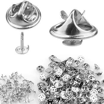 100pcs Metal Locking Pin Backs for Brooches & Badges – DIY Jewelry & Craft Supply 1