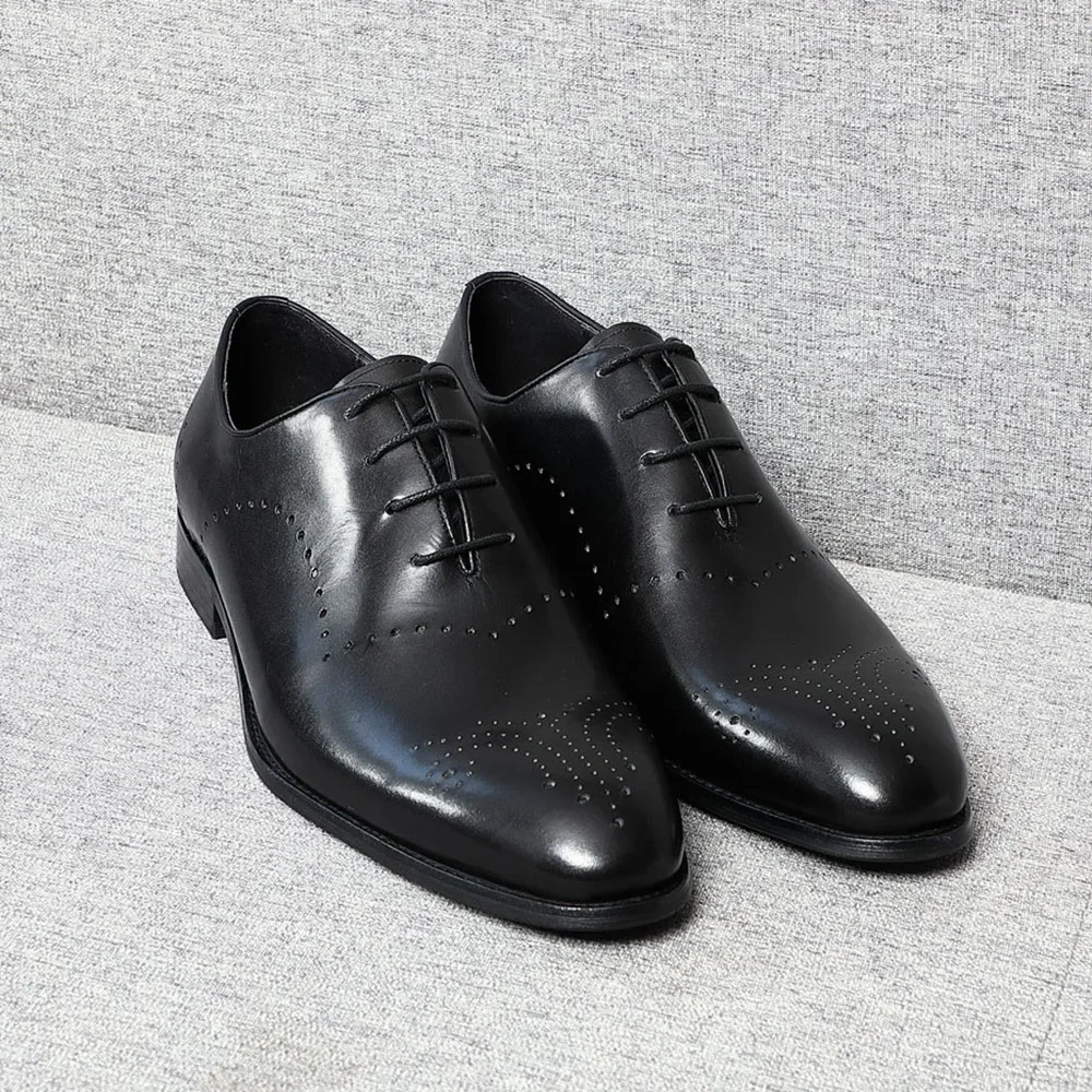 

Breathable Comfortable Successful Man Social Black Oxfords Best Natural Cow Leather Italian Luxury Brand Elegant Man Dress Shoes