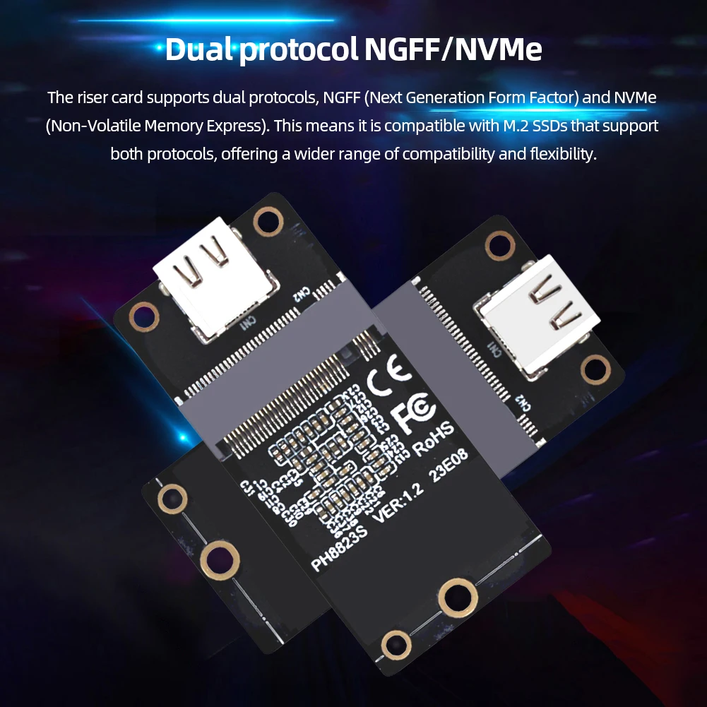 솔리드 스테이트 드라이브 어댑터 카드, JMS581 M.2 NVME SSD 컨버터, Gen2 10Gbps 하드 디스크 박스 컨버터, 지지대 SSD 2230 2242 2260 2280