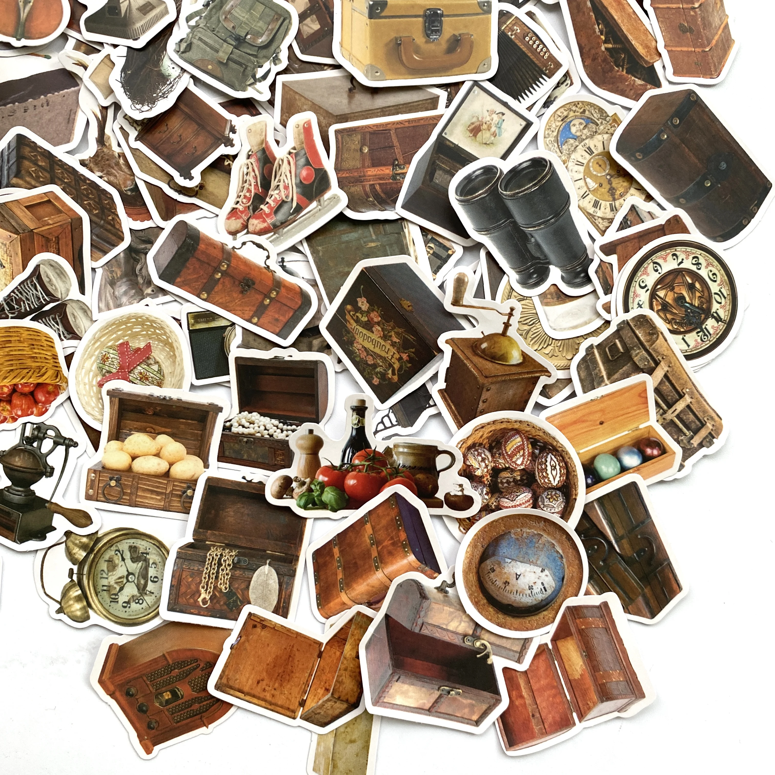 Diy Scrapbooking Accessories 99PCS Vintage Living Objects Luggage Stickers DIY Scrapbooking Journal Collage Phone Diary Album Happy Plan Gift Seal Decoration