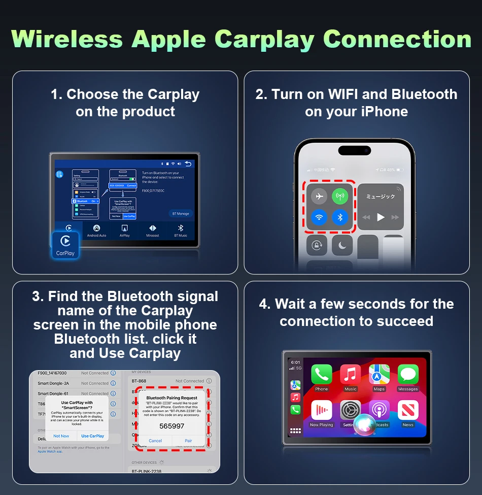 Srnubi 7 Zoll Carplay Android Auto Autoradio 5G WIFI Multimedia-Videoplayer Bluetooth 5.0 Plug-and-Play-Autonavigation – Detail 18