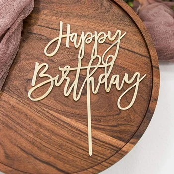 3PCS Happy Golden Birthday Cake Topper - Gold Glitter Pick for Celebrating Anniversary Theme Party Cake Decorations Supplies 1