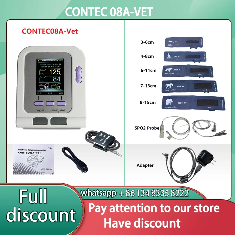 CONTEC08a 수의사 동물 혈압 감지기, 혈액 산소 기능 프로브, 다양한 크기의 커프 장착 가능|혈압| - AliExpress