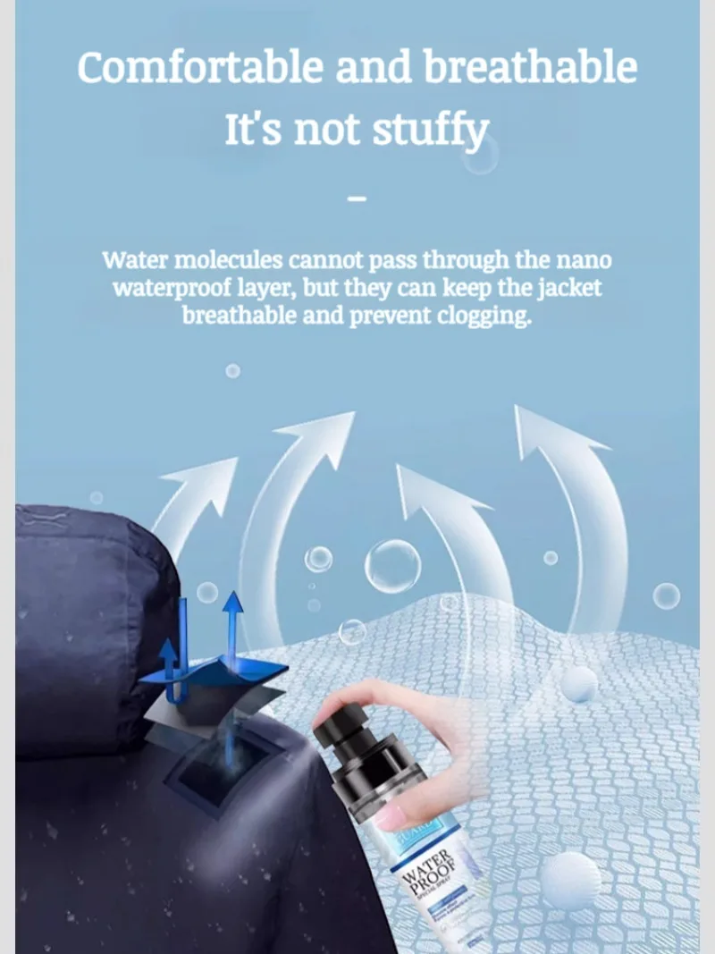 Nano waterproof spray clothing coating hydrophobic jacket antifouling and rainproof repair