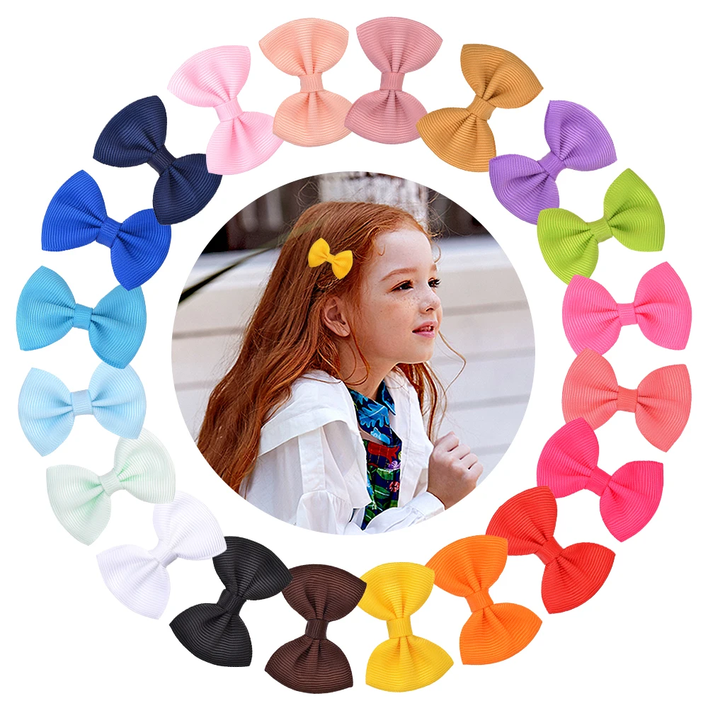 10Pcs/Lot Solid Color Baby Girl's Cute Barrettes Bow Ribbon Hair Clip Handmade Clip Headwear Hairpins Baby Kids Hair Accessories