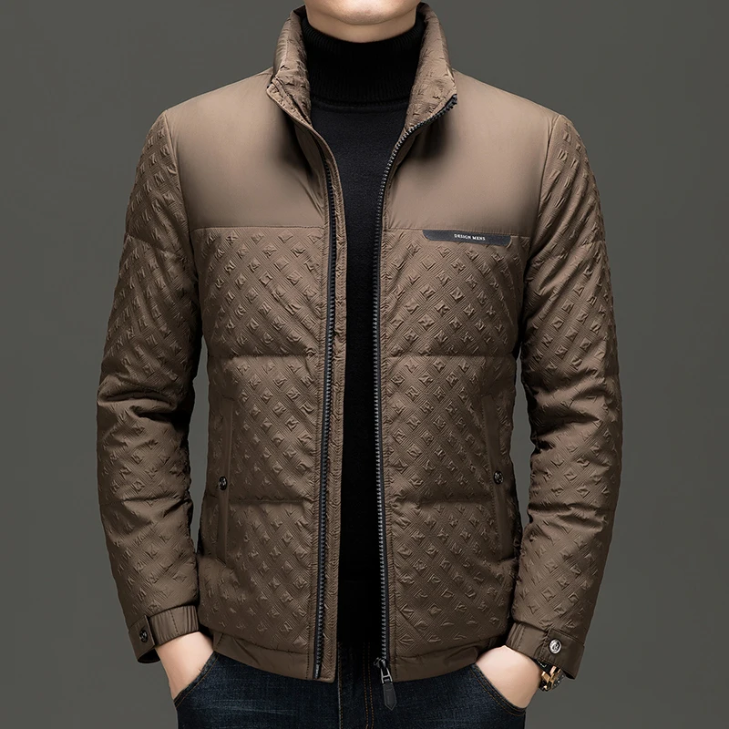 Hiver nouveaux hommes à la mode doudoune épaissie col montant canard doudoune courte manteau chaud