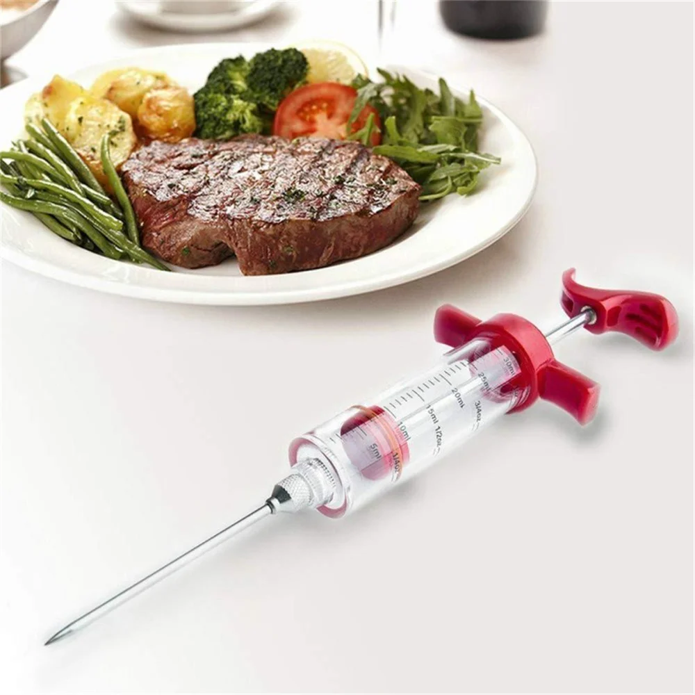Description Picture 4 of itemNeedles 30ML kitchen syringes Stainless steel needles injector of meat kitchen tool meat pounder Poultry Turkey Meat Injectors