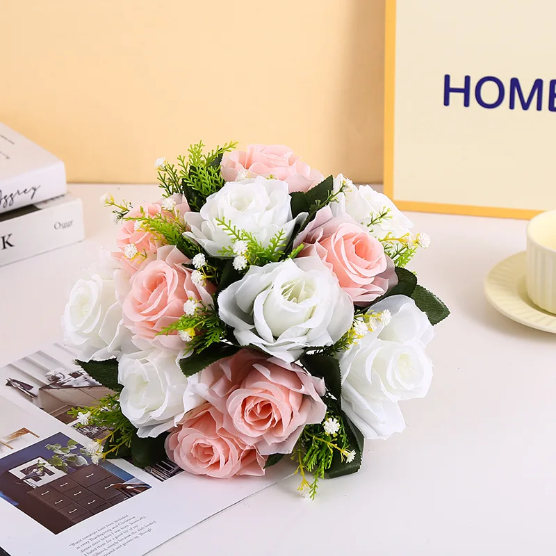 1 stücke Künstliche Blume Ball Kunststoff Grün Basis Seide Tuch Tisch Mittelstücke Hochzeit Dekoration Party Straße Führen Blumensträuße – Detail 10