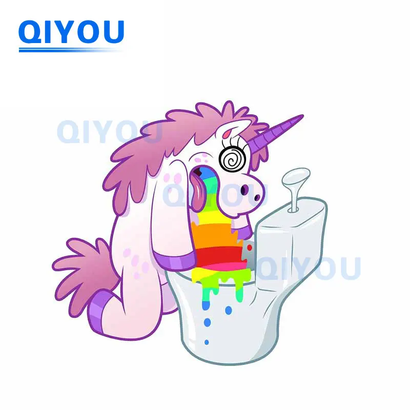 

Personality Unicorn Vomiting Car Stickers Is Suitable for Use with Car Fuel Tank Caps Laptop Die-cut Reflective PVC Decals