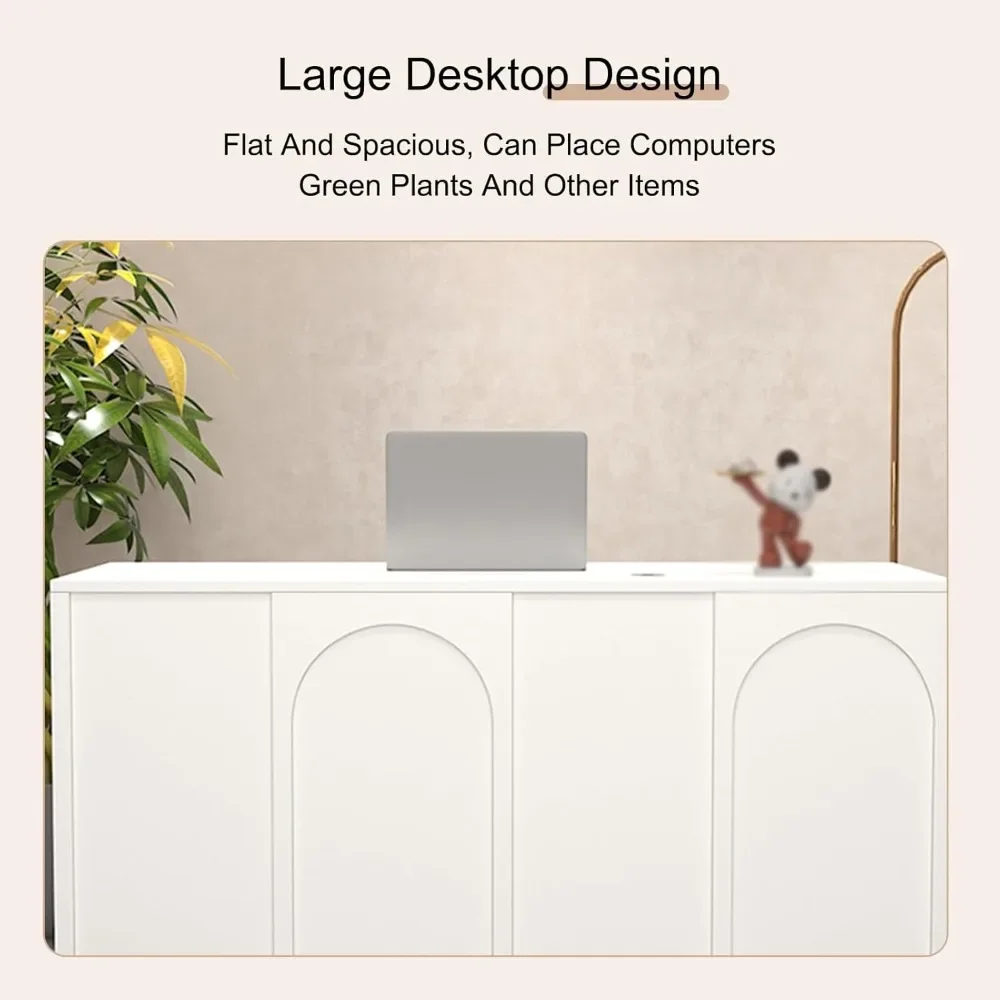 Reception Desk for Small Spaces, Modern Retail Counter Checkout, Front Counter Desk with Lockable Drawer, for Lobby,Beauty Salon 4