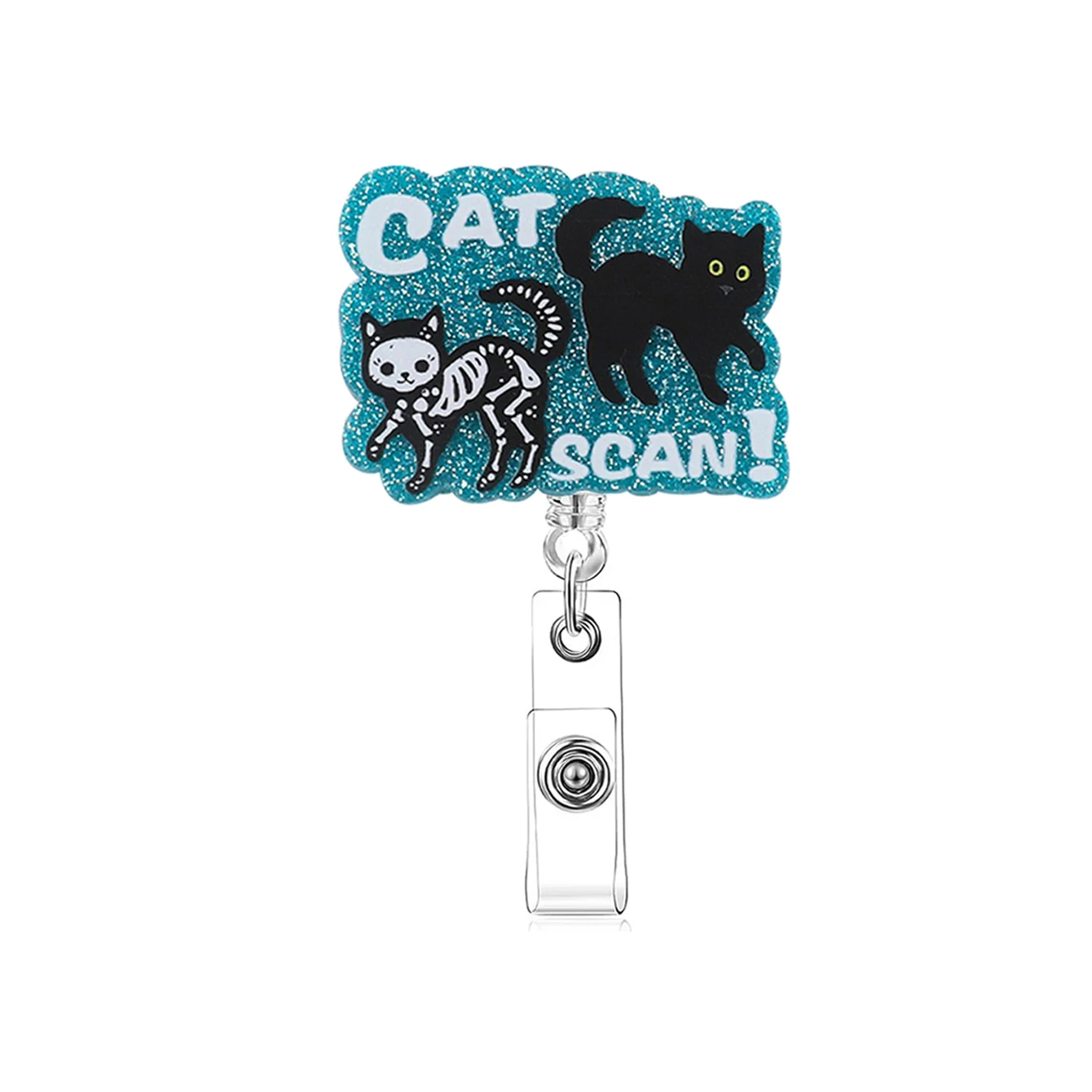 Cat Badge Reel, Funny Badge Holder Id Badge Clip Retractable Card