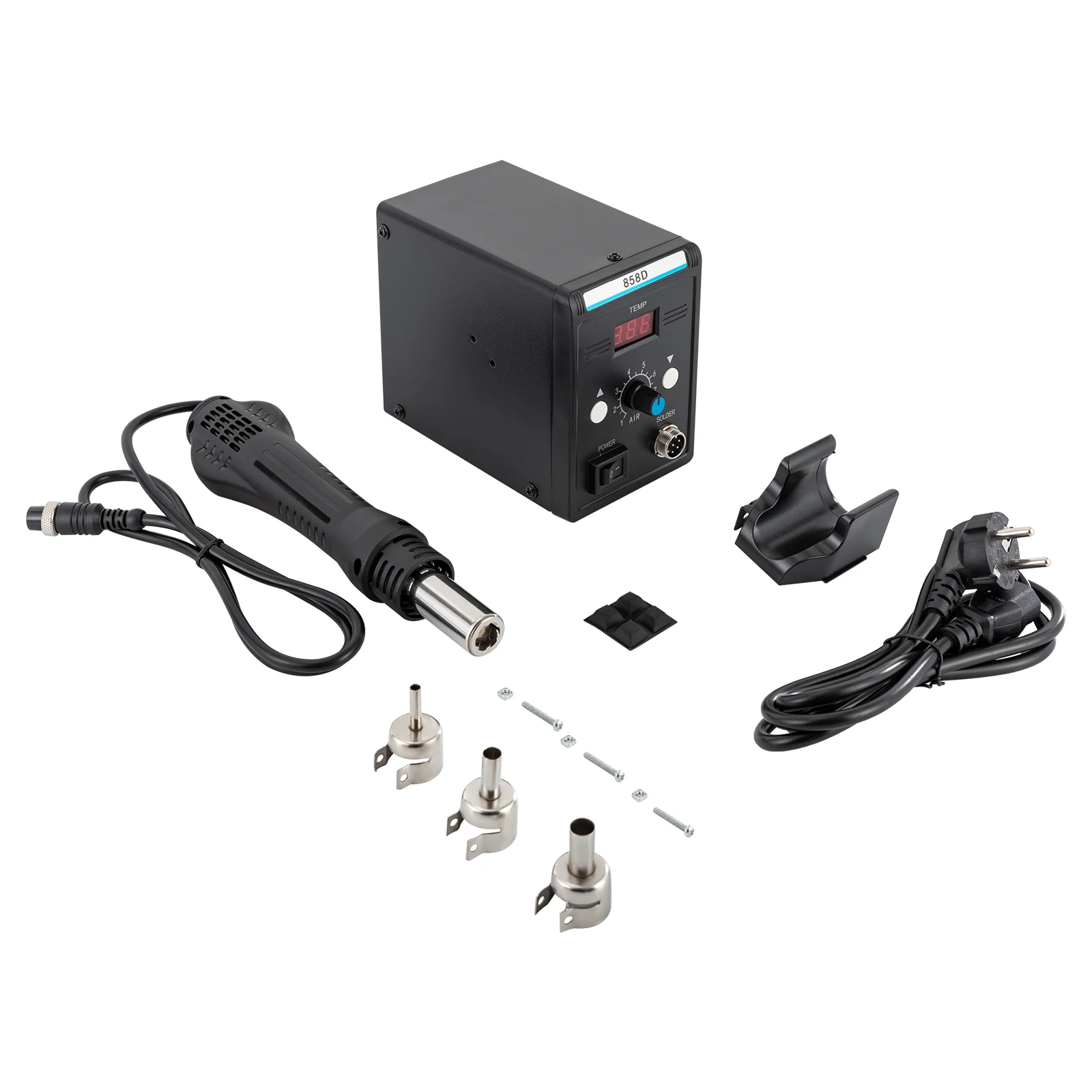 858D Rework Solder Station LED Digital Hot Air Heat Gun ESD Soldering Desoldering Station 700W Computer Phone Ultra-fast Heating