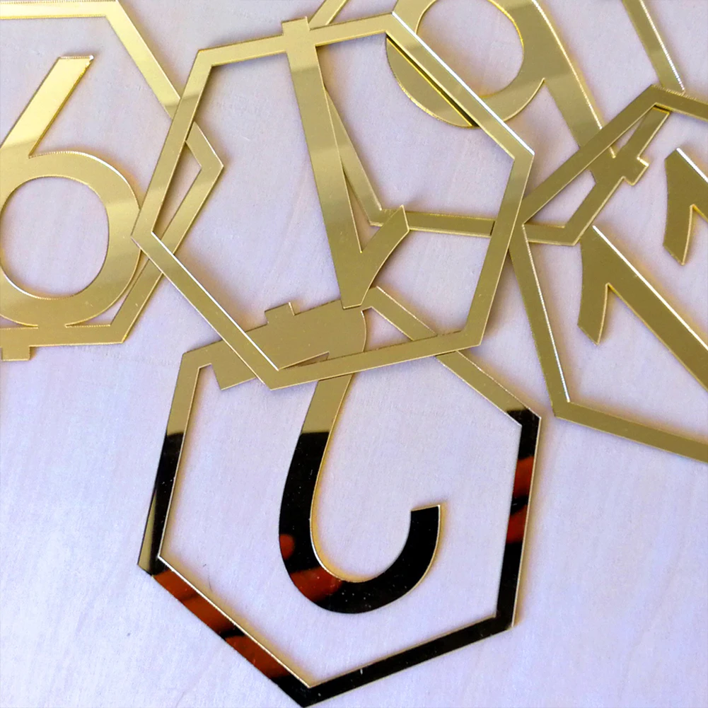 Description Picture 6 of itemNumber Signs Party Decorate Birthday Number Signs Craft Hexagon Table Wedding Seat Card Acrylic Durable Safety Eco-friendly