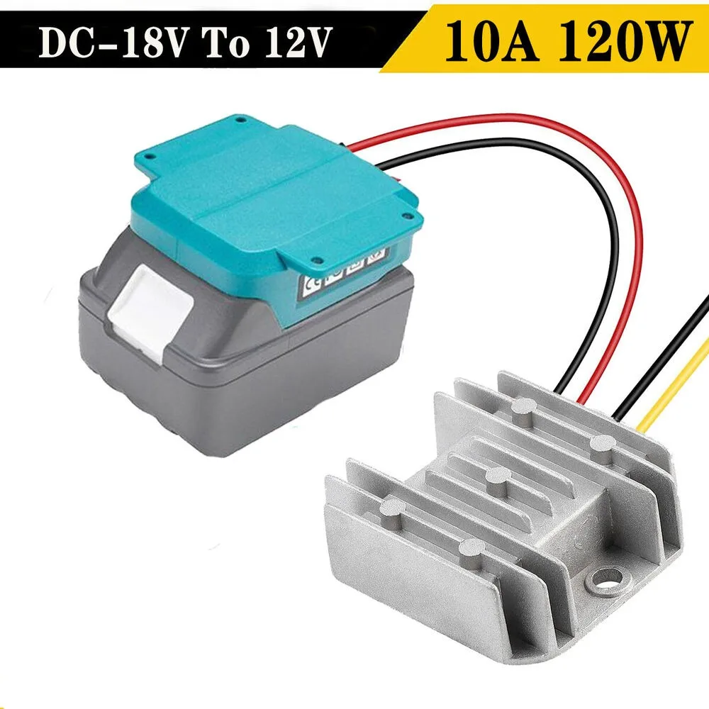 DC 18V to 12V Step Down Converter Adapter for Makita Li-ion Battery 10A 120W DIY Adapter Automatic Buck Boost Voltage Regulator automatic water timer outdoor garden irrigation controller 1 outlet programmable hose faucet timer garden automatic watering device without battery yellow