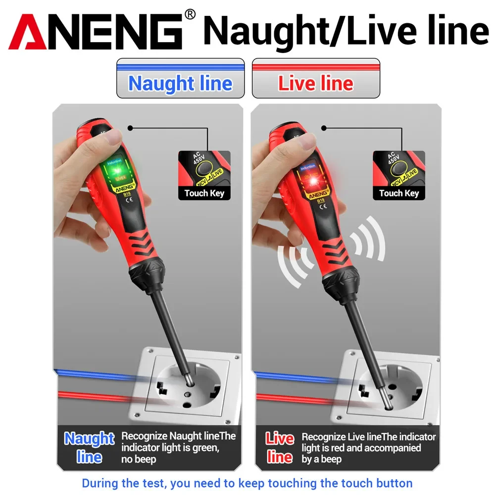 스크류드라이버 테스터 펜 이중 헤드 전압 유도 ANENG B18 450V AC 전압 듀얼 유즈 워드/크로스 NCV 테스트 전기 기술자용 공구