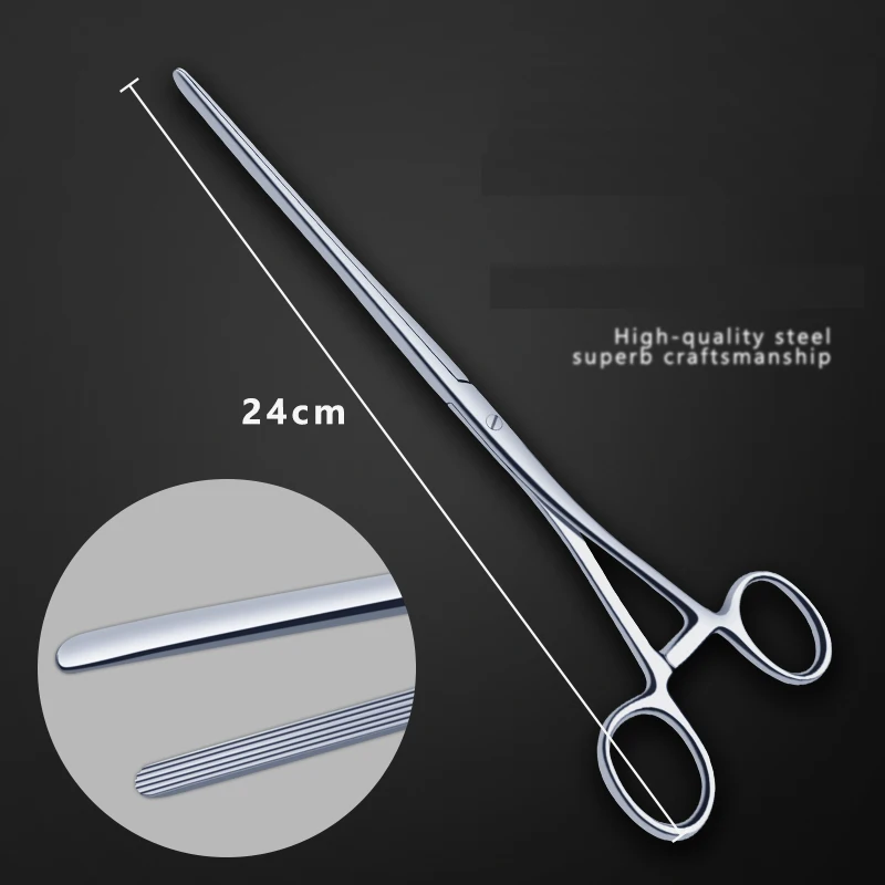 Stainless steel intestinal forceps, pet surgical instruments, straight end elbow hemostatic forceps, holding forceps high precision stainless steel tweezers industrial electronics curved straight forceps mobile phone hand repair tools tweezers