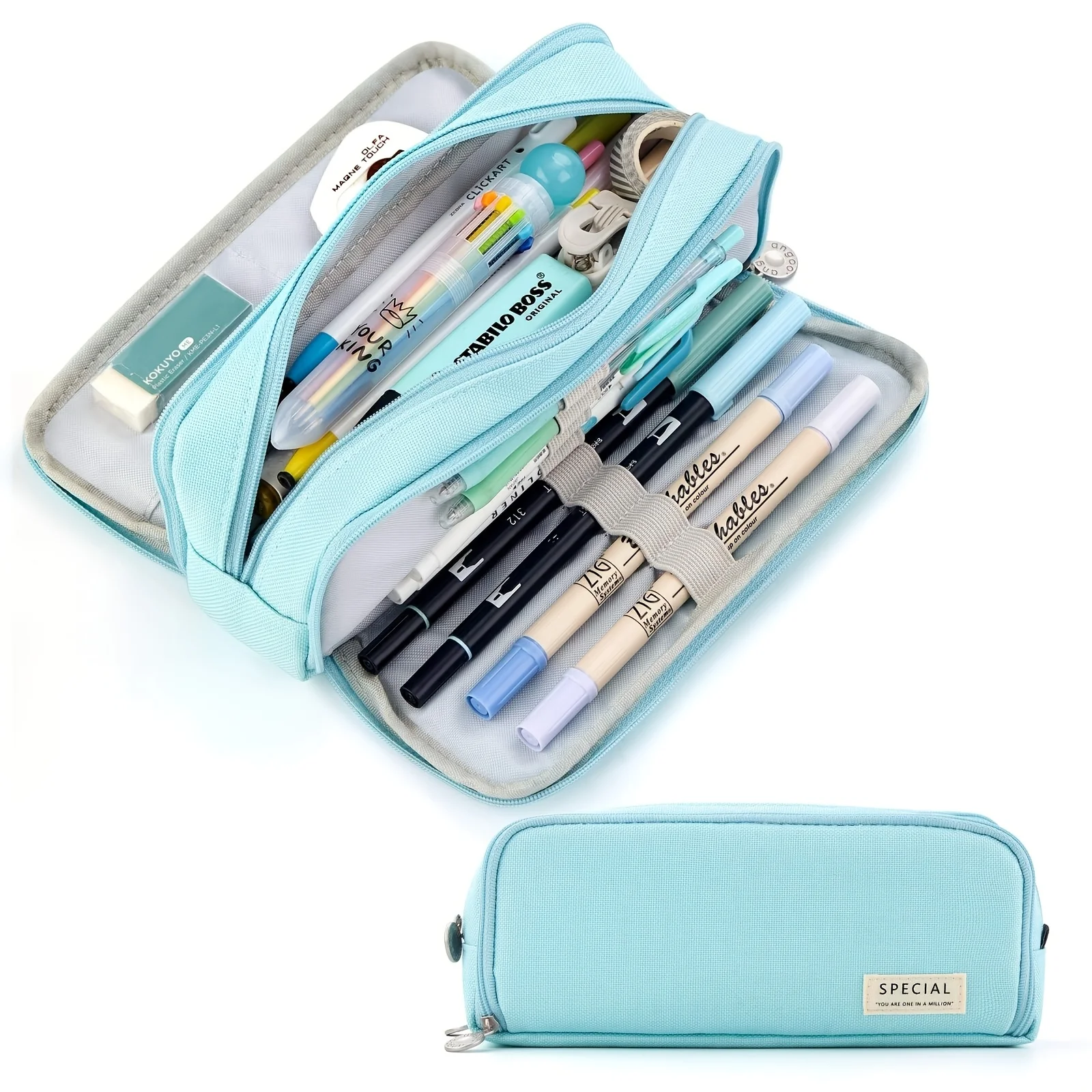 Chic Pink Multi-Layer Pencil Case - Durable & Spacious