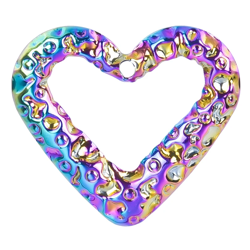 

10PCS New Romance Heart Pattern Charm Pendant Accessories Rainbow Color For Gift Customied Jewelry Making Earring Necklace Bulk