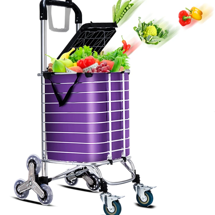 Stair Climbing Style Mobile Aluminum Basket Shopping Cart Collapsible Shopping Cart