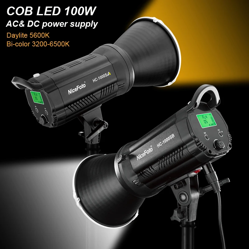 

NiceFoto HC-1000SBII Video Photography Light100w Daylite 5600K LED Light Bowens Mount AC Power Supply with 2.4G Remore Control