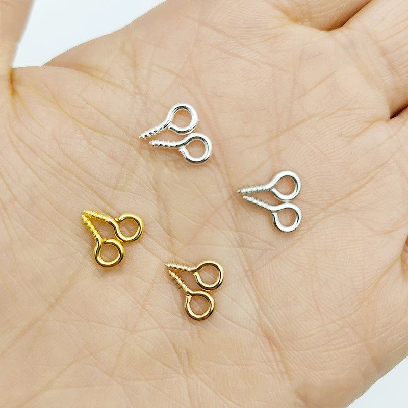 100pcs/lot Small Tiny Mini Eye Pins Eyepins Hooks Eyelet Screw Threaded ...