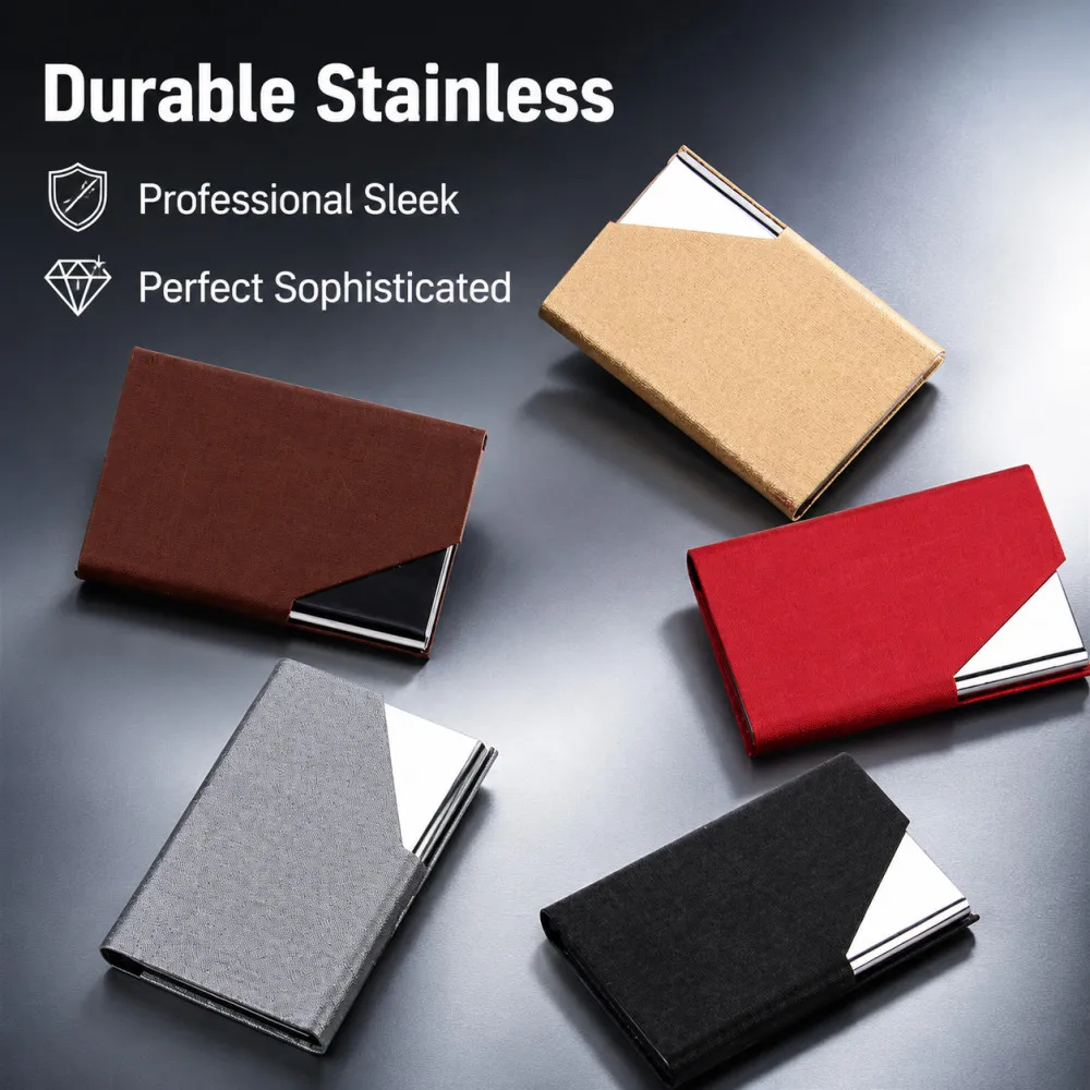 Luxury PU Leather Card Holder Wallet with Metal Accent