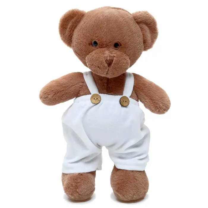 Мягкая игрушка Мишка Аха Шоколад в белом комбинезоне 33 см Unaky Soft Toy |