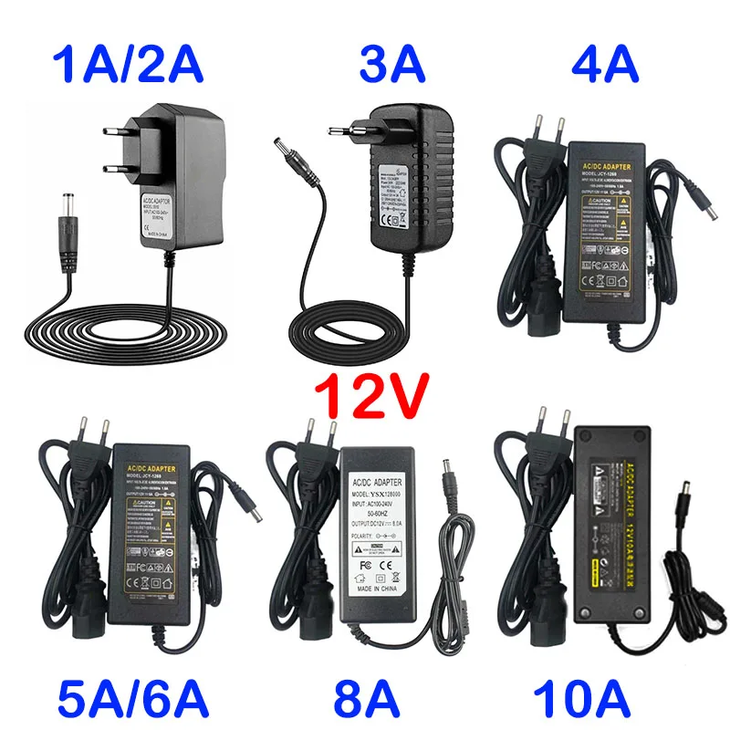 Power Supply Adapter AC DC 220V to 12V Switching AC to DC 12V 1A 2A 3A 4A 5A 6A 8A 10A Transformer Led 12 V SMPS