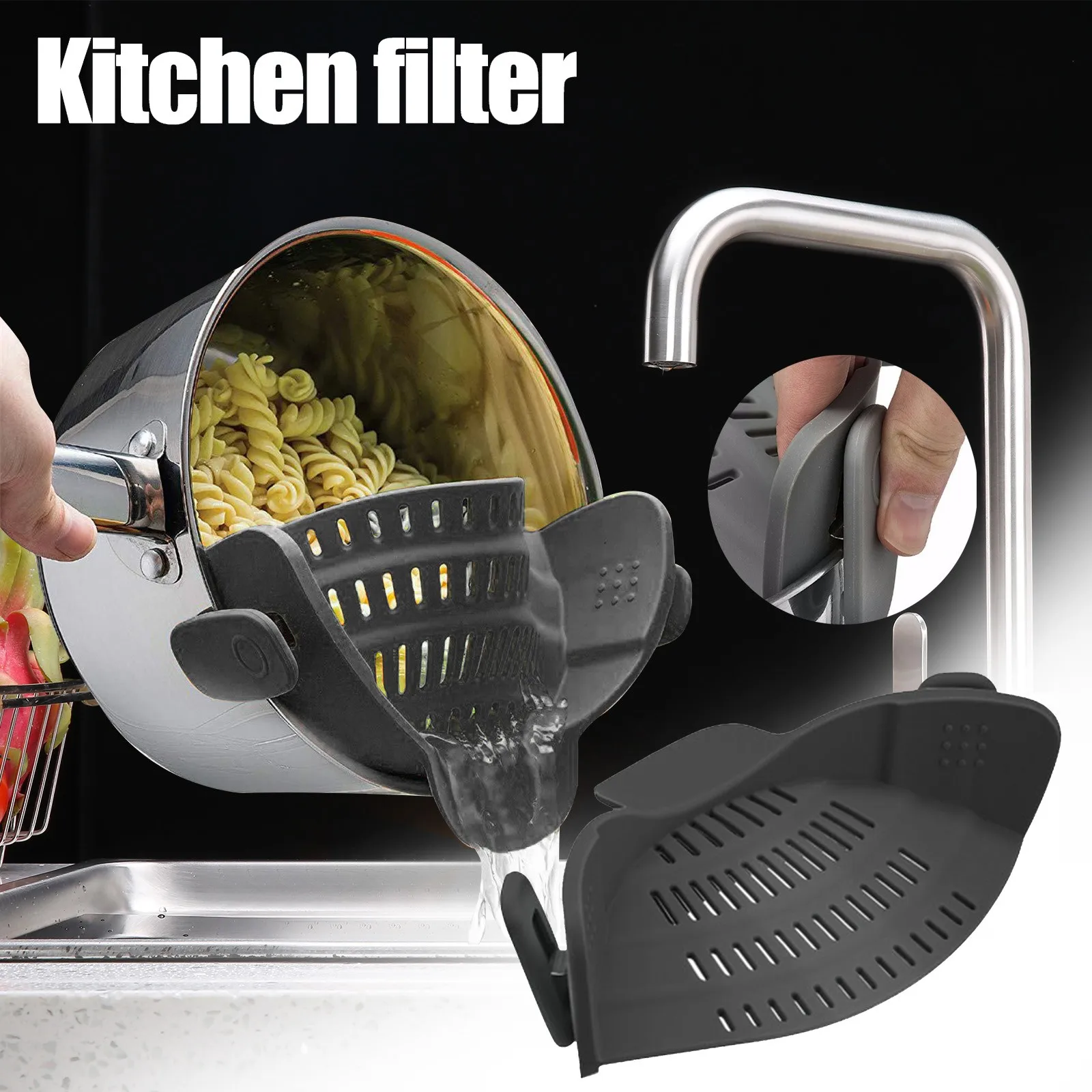 KitchenGizmoSnapNStrainPotStrainerandPastaStrainerAdjustable