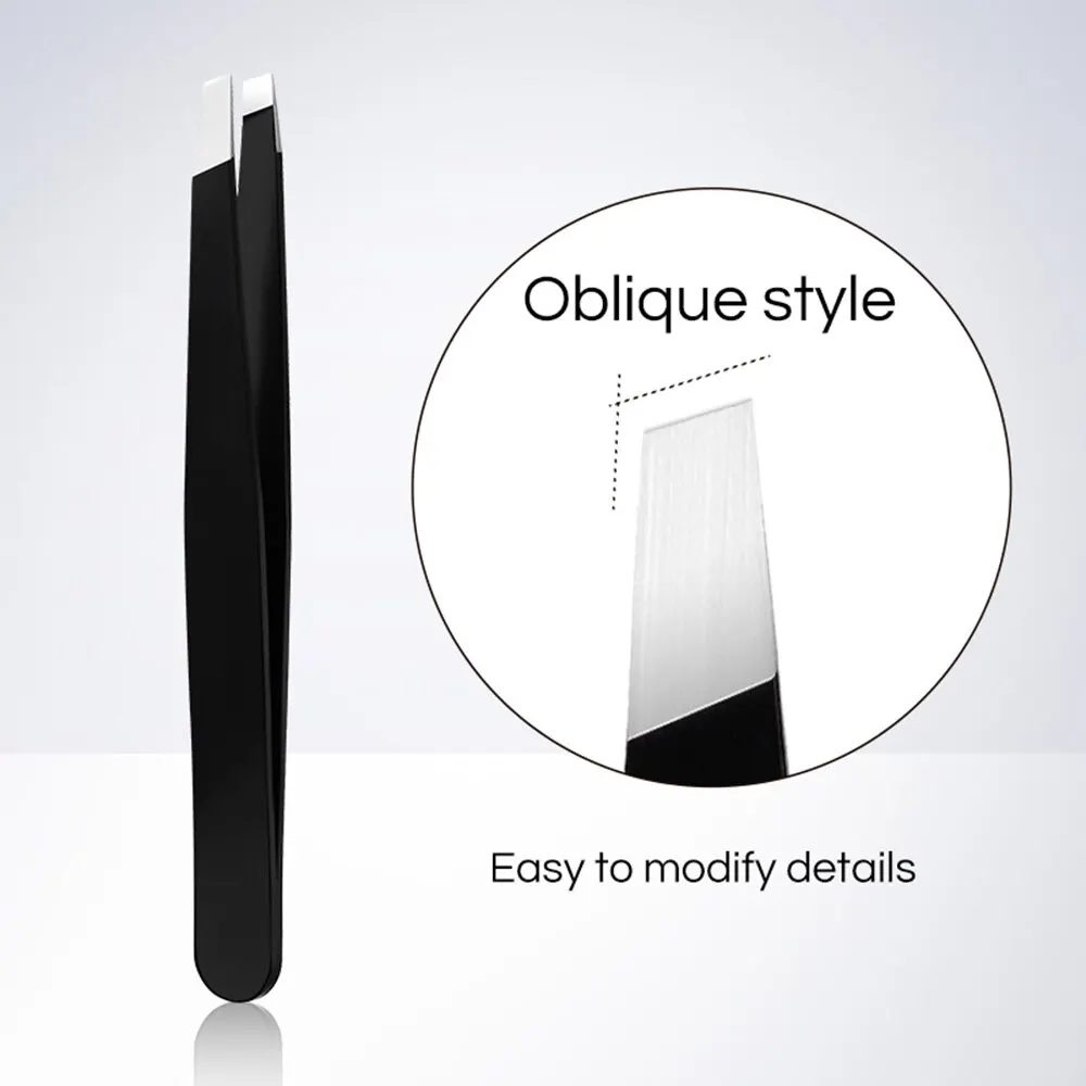 ملقط حواجب أسود من الفولاذ المقاوم للصدأ من GECOMO...