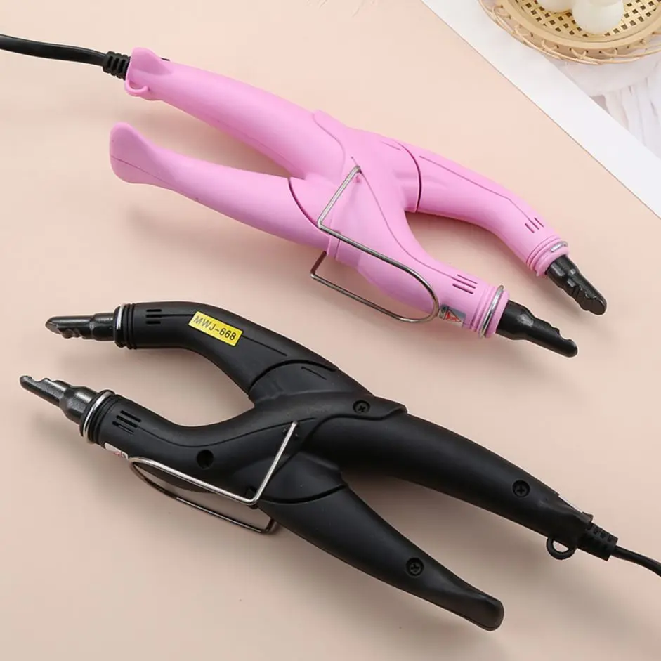 Hot Sale Pink/Black Hair Extensions Machine EU Plug Hair Heat Connector Fusion Hair Extensions Kit for All Stypes Hair