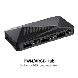RGB Remote-Controlled 6-Way Fan Hub with PWM and SATA Power Supply (BK no ARGB-remote)