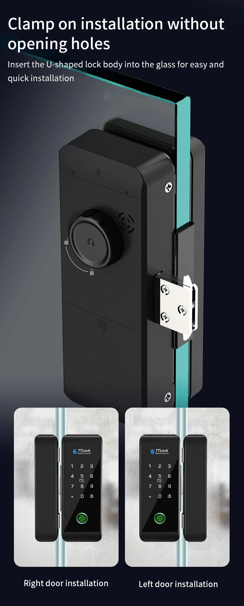 Ttlock APP Wooden Glass Door Lock Bluetooth Remote Unlock Fingerprint App Card P