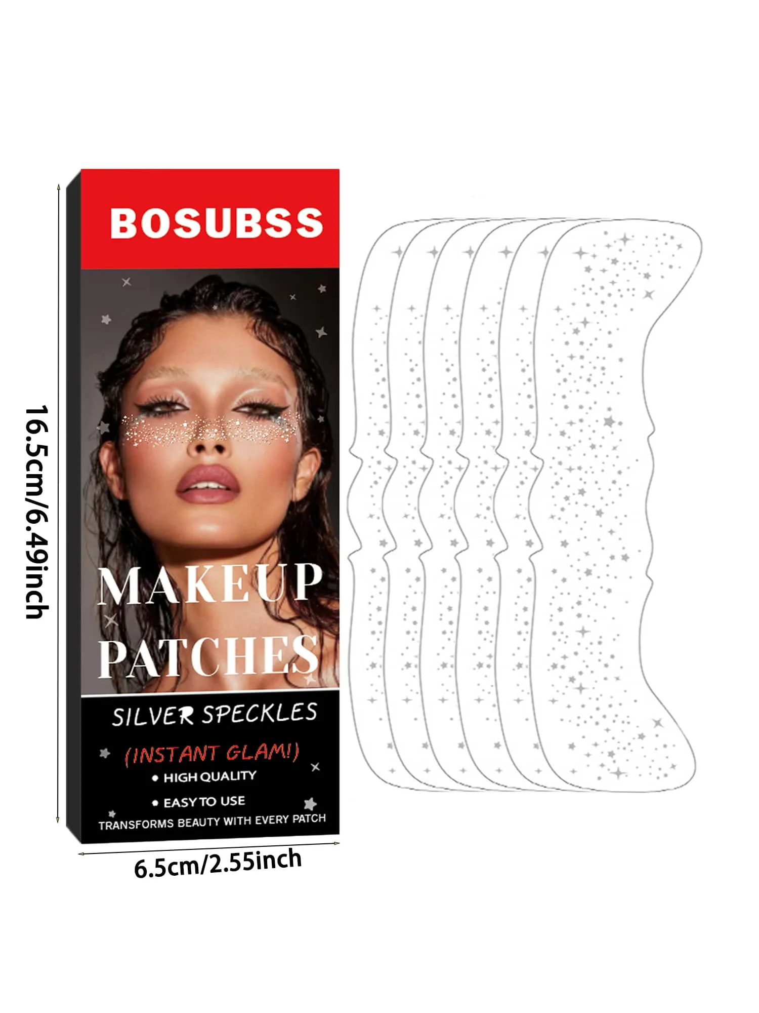 6/3 Stück/Set – Gold/Silber Star Flashpoint Tattoo-Aufkleber, Gesichtsaufkleber, einfach anzubringen, natürliches Sommersprossen-Make-up – Detail 3