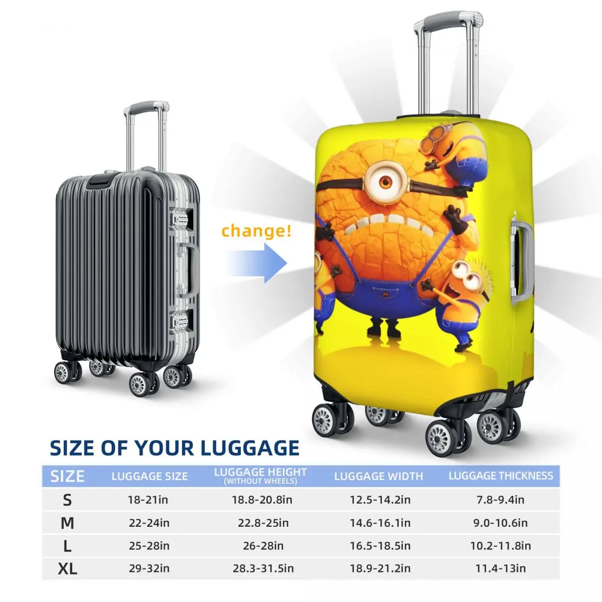 Custom Minions Anime Suitcase Cover Practical Cruise Trip Protector Luggage Accesories Flight 6