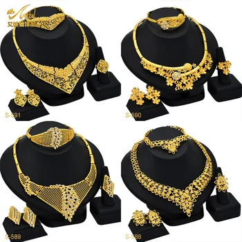 Flower Diamond Starry Bridal Jewelry Set Women's 24K Gold AU999 - Sparkly diamonds, 4-piece, bridal glamour