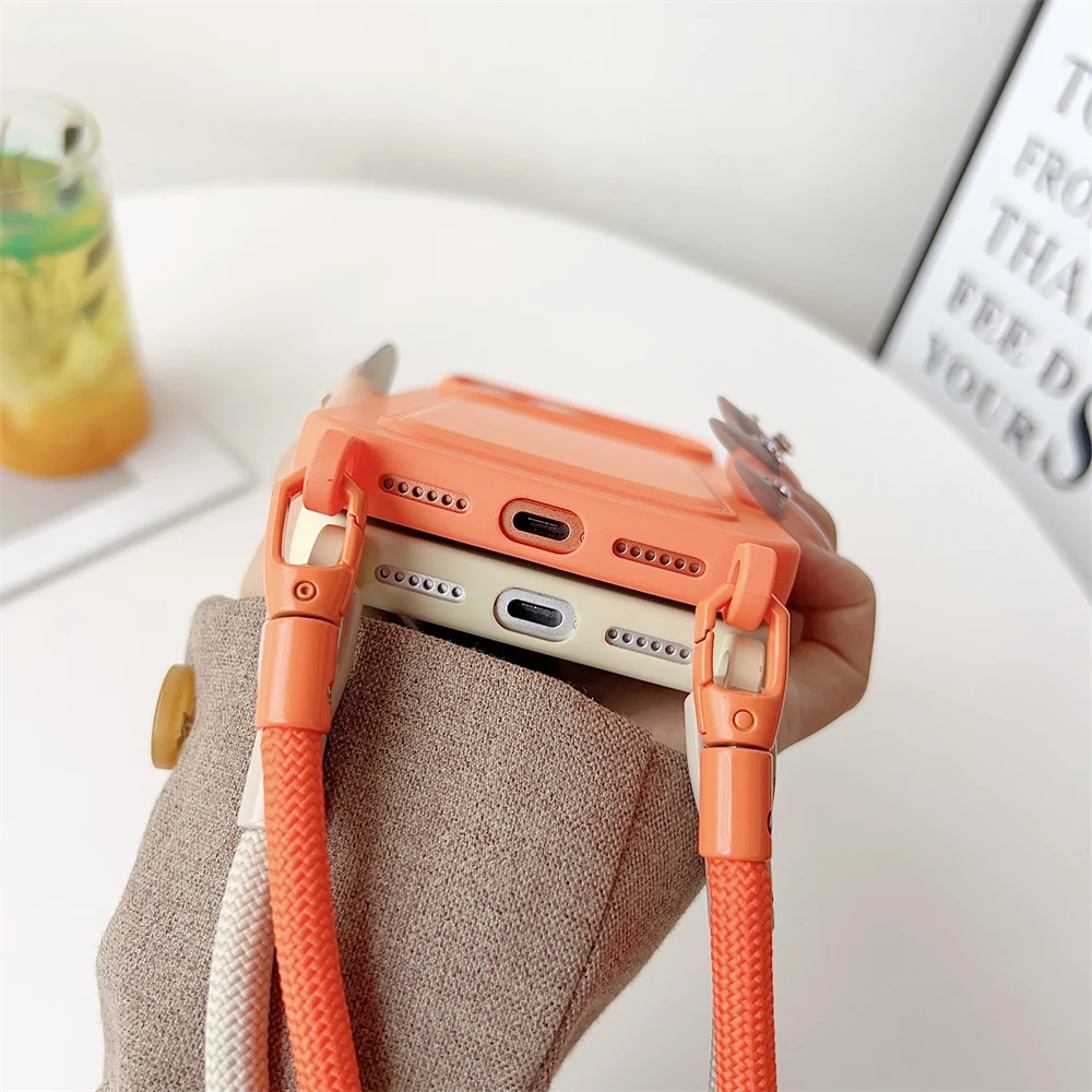 Enhanced Silicone Card Holder Phone Case with Crossbody Lanyard and Fall Prevention Cover