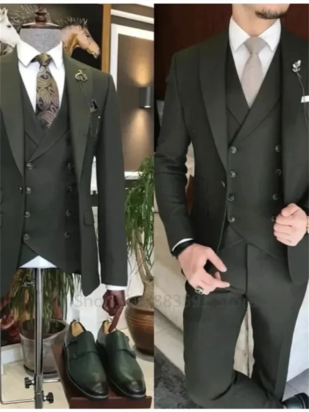 3 Pieces Men's Slim Fit Suits Wedding Groom Prom Terno Masculino Custom Blazer Jacket Vest Pant Sets
