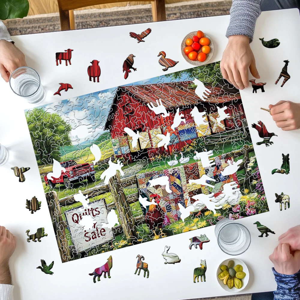Green Countryside Farm Wooden Puzzle Exquisite Color Box Packaging Perfect Birthday Or Christmas Gift Ideal Choice For Party