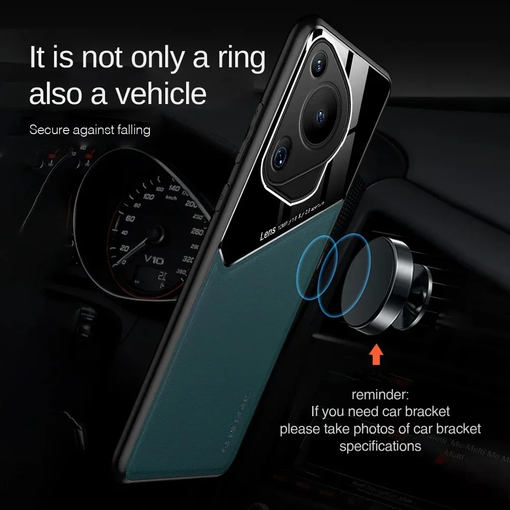 Leather Texture Case For Huawei Pura 70 Ultra P70 P60 Pro Cover With Car Magnetic Suction Holder Coque Fundas Capa_voghion.com