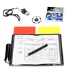 1set Red and Yellow Card  Kit Football Referee Tools With Football Captain Armband Whistle CoinLeather bag Pencil Paper