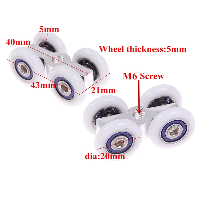 2Pcs Shower Room Copper Four-wheel Hanging Pulley Roller For Bathroom Glass Slide Door Waterproof Bearing Crane Toilet Door