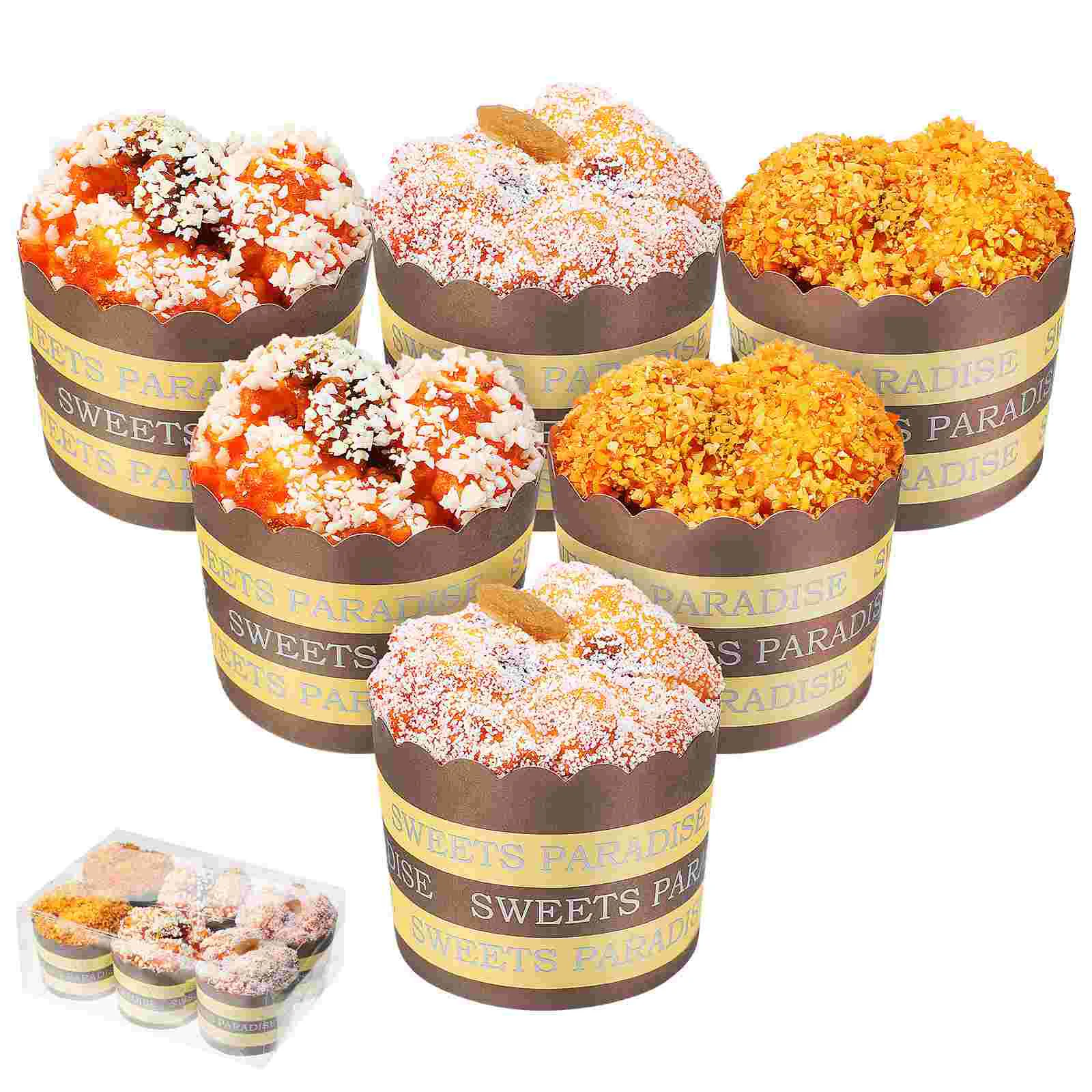 

6 Pcs Simulation Cupcake Home Decors Models Photo Props Bread Shop Accessory Dessert Faux Fake