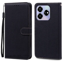 Premium Silicone Leather Flip Wallet Case with Stand for ZTE Axon 60 (Black)