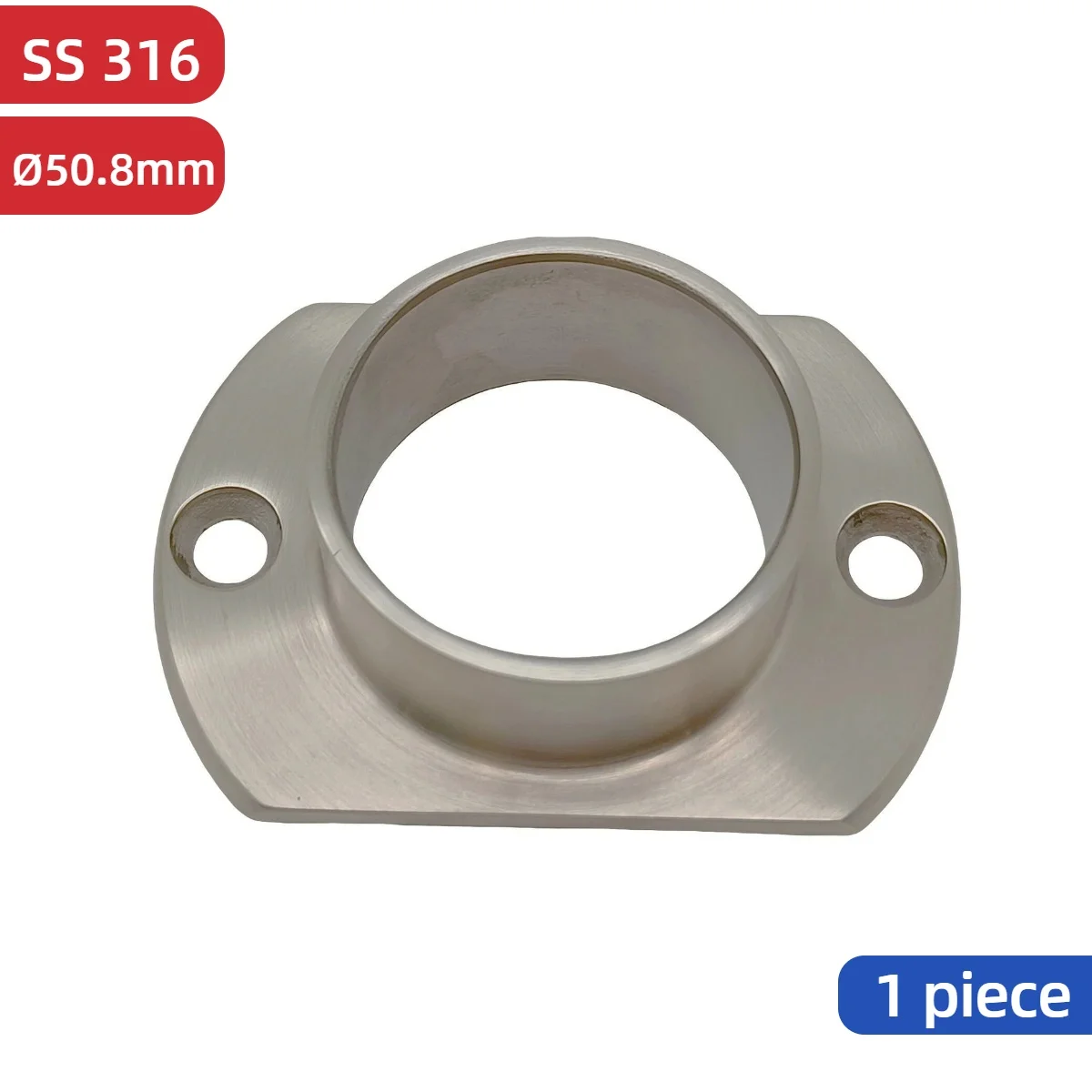 Stainless Steel 316 Satin Polished Oblong Flange Handrail Base Flange for 50.8 mm Railing